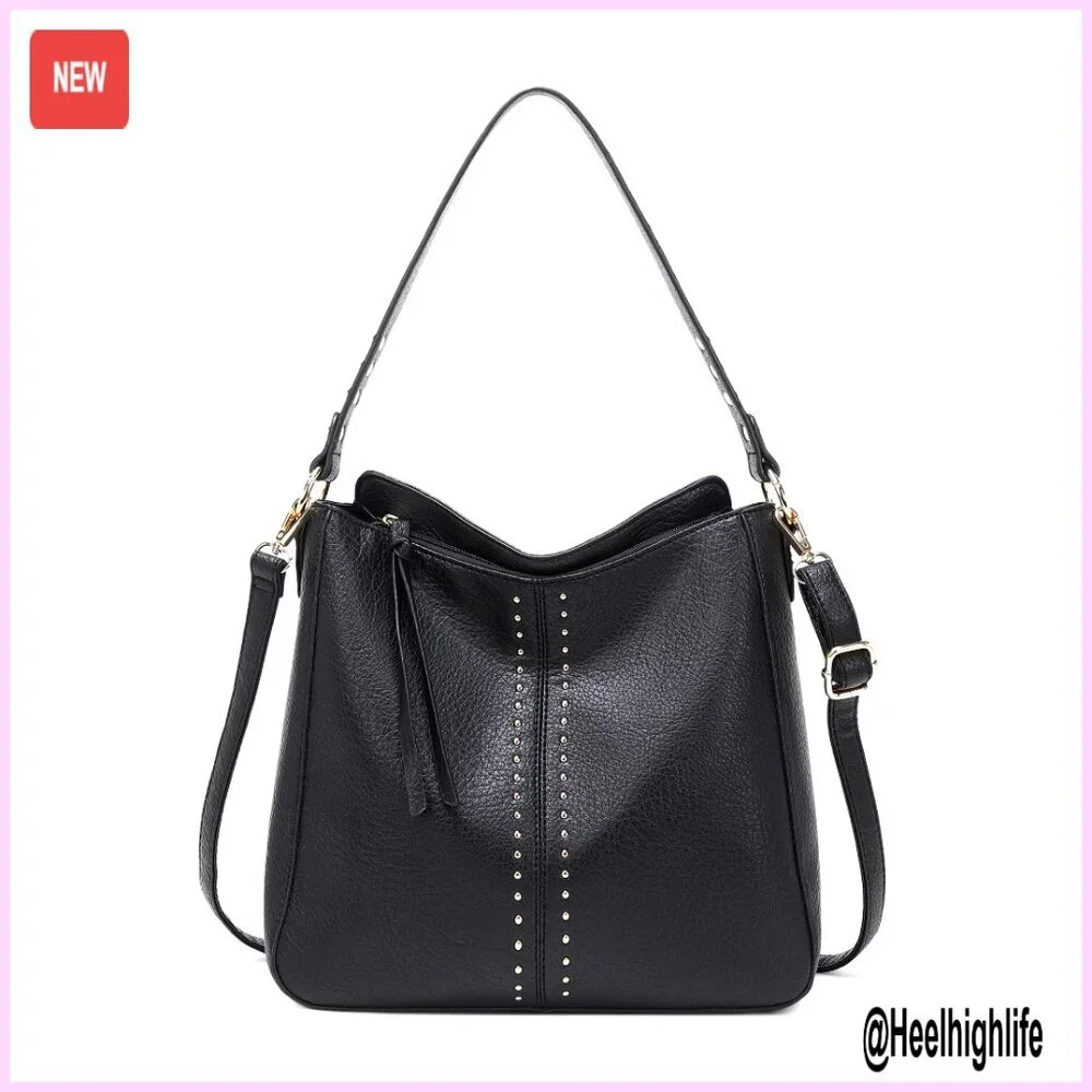 PU Leather Hobo Crossbody Bag Convertible Shoulder Purse Chic Functional